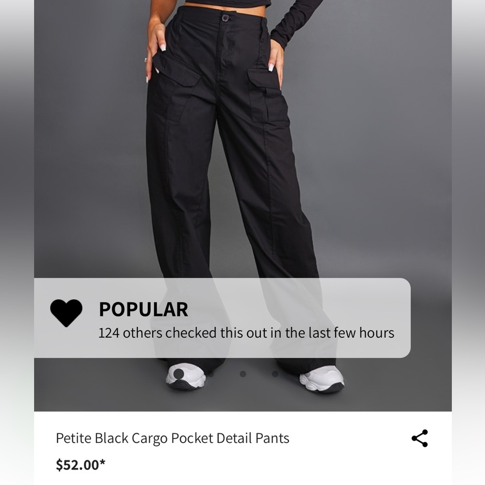 Petite Black Cargo Pocket Detail Pants